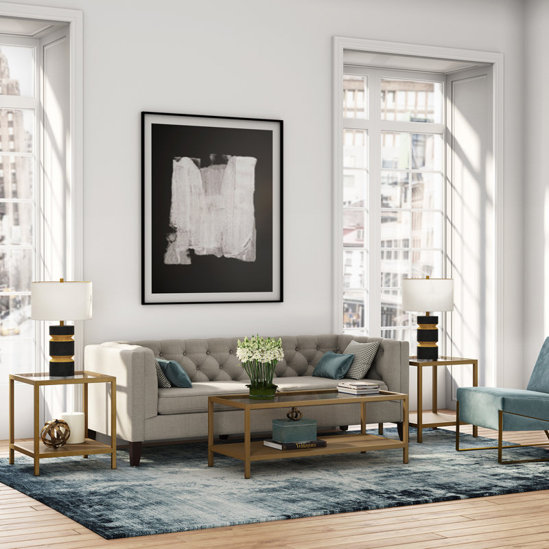 Four Leg Coffee Table with Storage, Gold