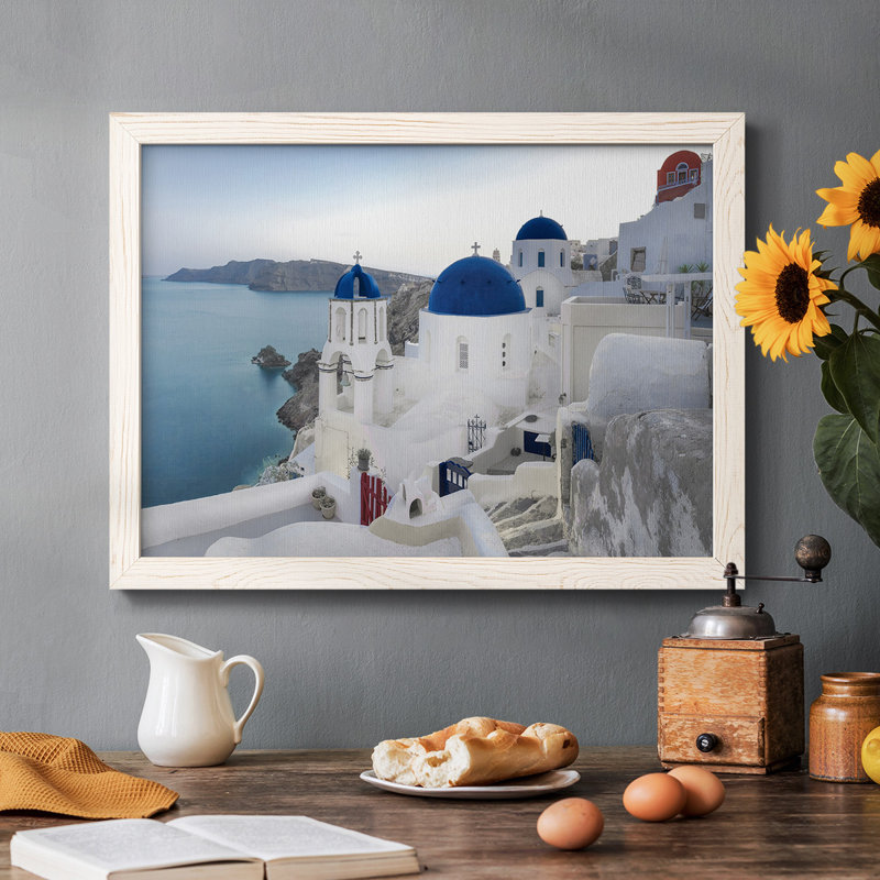 Santorini Sunrise, reproduction d'art sur toile, H 18 po x l 26 po x P 1,5 po, Blanc