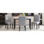Ensemble de table de salle à manger pour 4 personnes Trexm, ensemble de table et chaises de cuisine moderne pour 4 personnes, table de salle à manger en marbre avec 4 chaises rembourrées pour petits espaces (blanc / gris clair + noir)