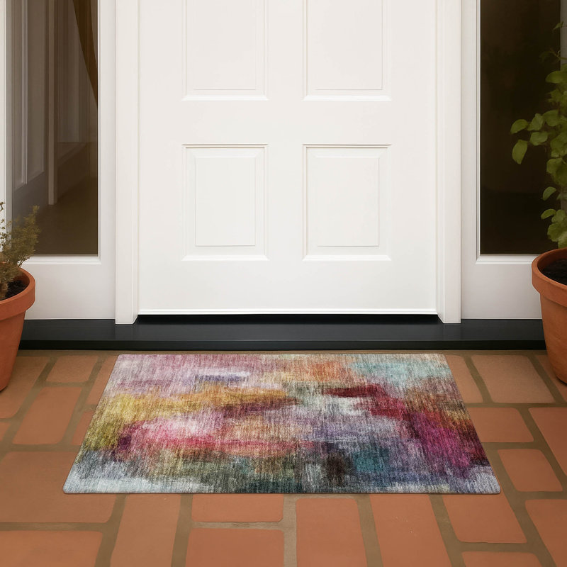 Machine Washable Indoor/Outdoor Chantille ACN2738 Modern Rug, 1'8" x 2'6", Garnet