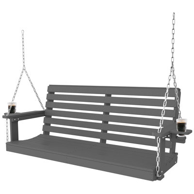 4 FT HDPE Outdoor Porch Swing for 2 People – Heavy-Duty Hanging Bench with 660 lbs Capacity, Weather-Resistant Garden Swing for Patio, Balcony, or Tree