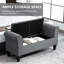 Banc rembourré capitonné à boutons avec accoudoirs roulés pour le salon ou le couloir, gris
