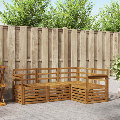 187.5 cm W Solid Wood Patio Corner Sofa Set