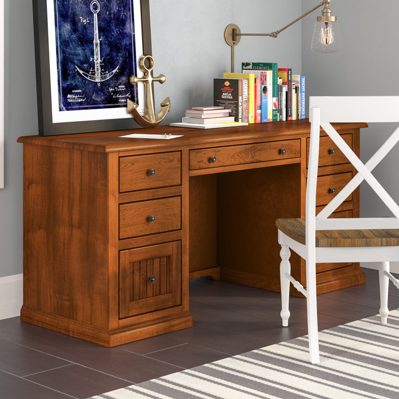 Didier Solid Wood Base Executive Desk, None, European Cherry