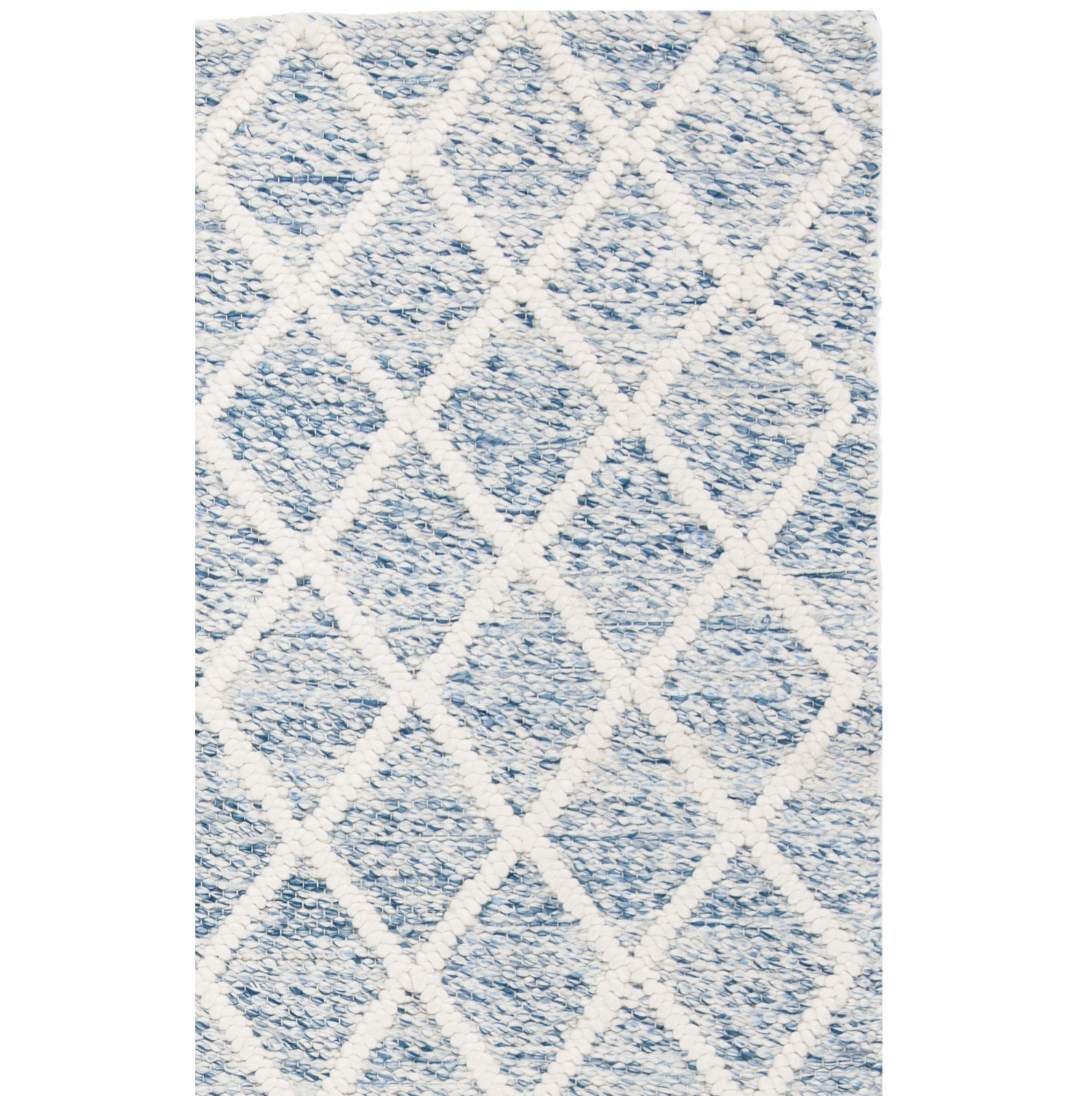 Russo Ivory Blue Hand-Woven Flatweave Rug, Rectangle 4' x 6'