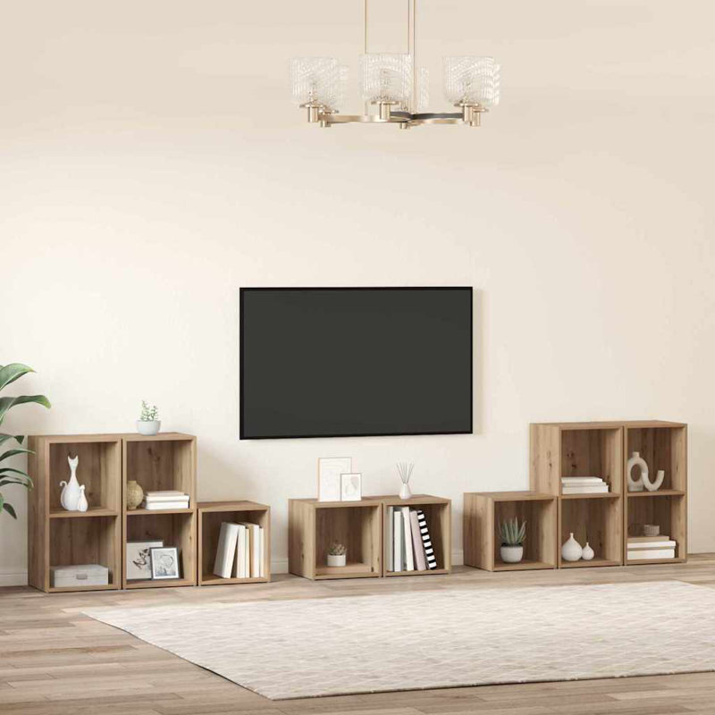 TV Cabinet Set 8 Pcs 37 X 35 X 72 Cm Engineered Wood, Artisan Oak