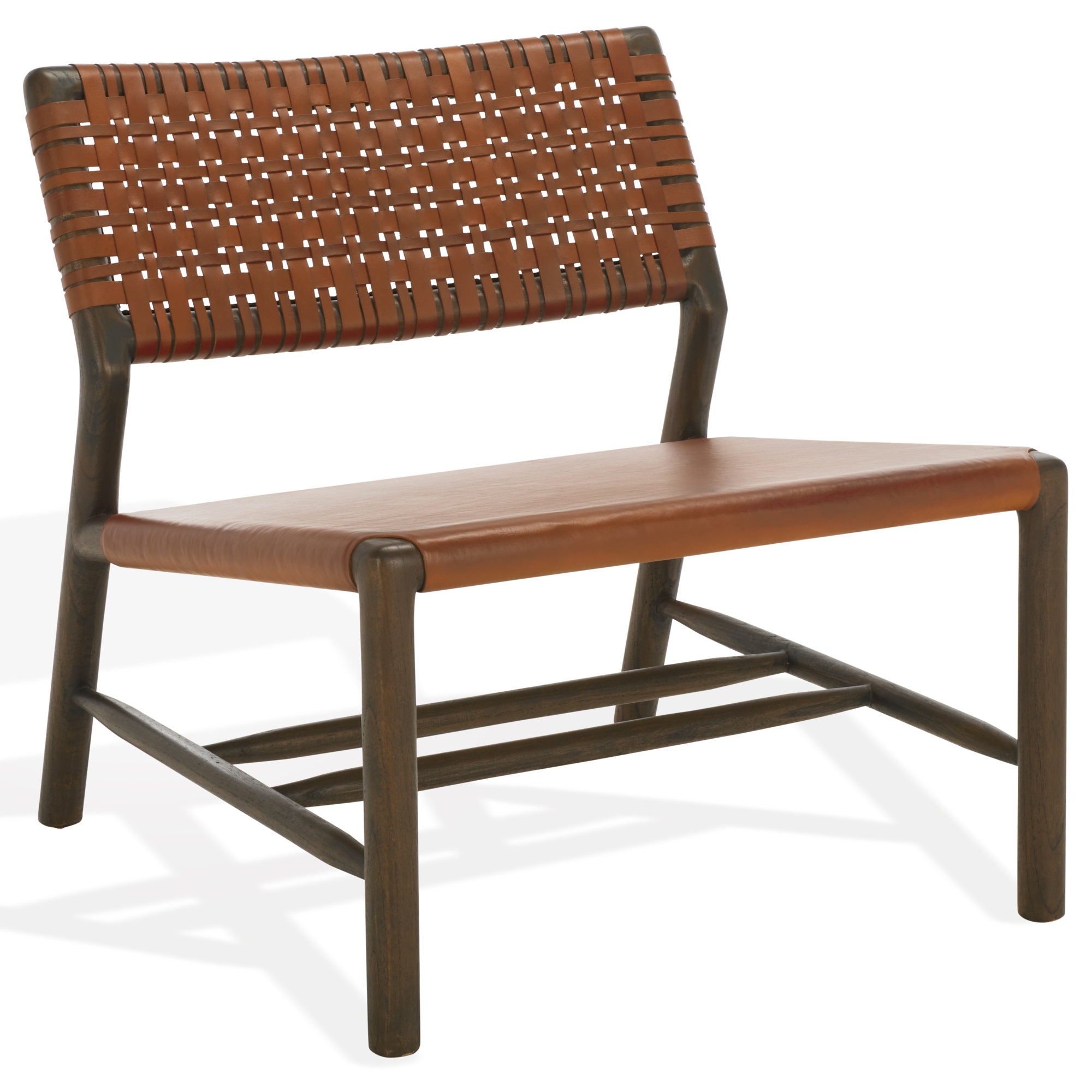 Stowmarket Woven Leather Acccent Chair, Walnut, Brown Leather