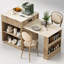 Îlot de cuisine cannelé de 210 cm avec table à manger extensible pour 4 à 6 personnes, rangement double face et prise électrique intégrée, chêne naturel-1200211198