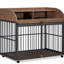 Élégant cage de dégagement pour chien brun - roues verrouillables, rangement double couche pour chiens de taille moyenne, chenil spacieux adapté