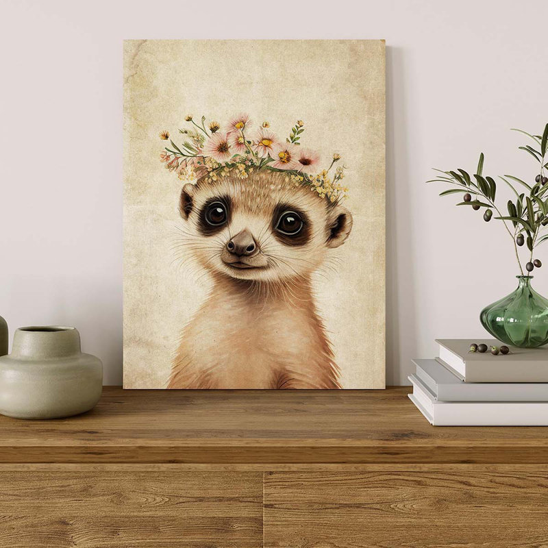 40*30,Plum Cute Meerkat Portrait Nursery Wall Decor Poster Lovely Garland Animal.