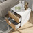Modern Boho 2-Drawer Nightstand with Geometric Rattan Front & White Frame-2026942587-2041111970