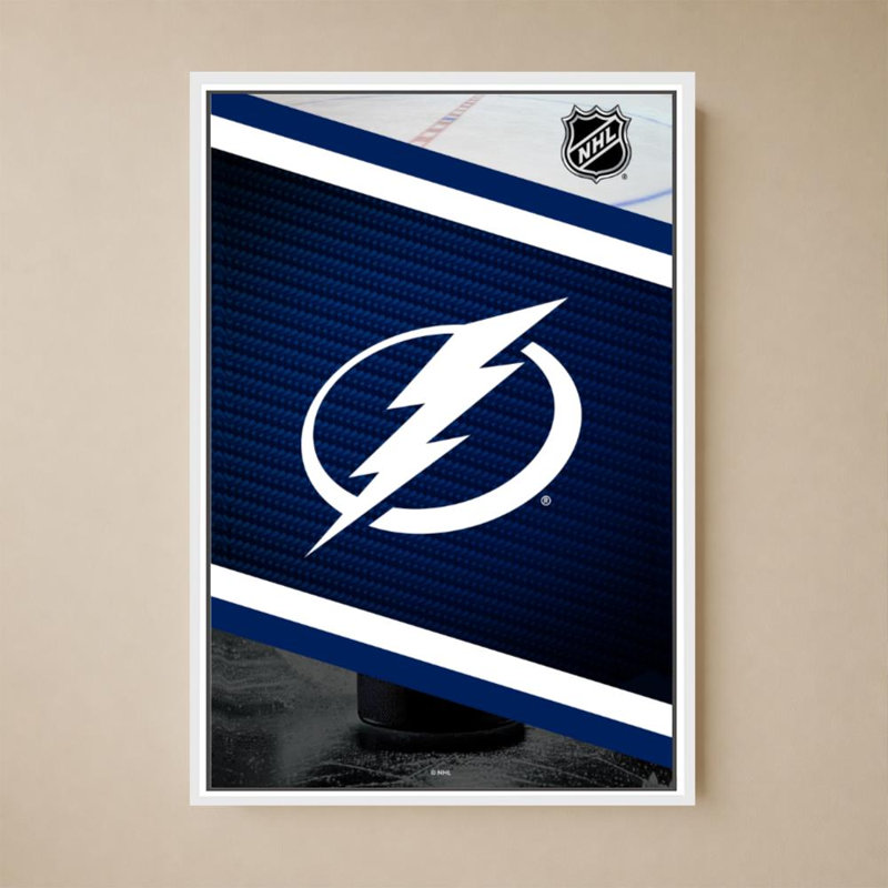 Décoration murale du Lightning de Tampa Bay (NHL), H 60 po x l 40 po, Cadre flottant biseauté, Blanc