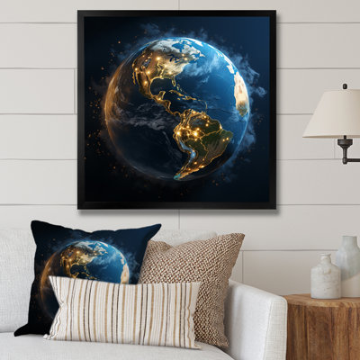 Earth Lights From Space I - Planets Printed Canvas Wall Art