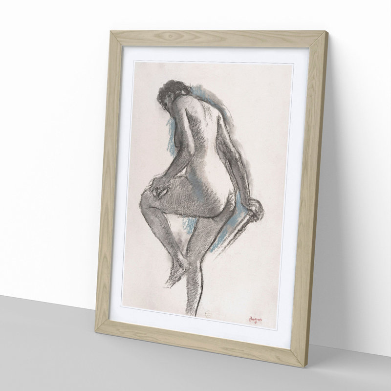 Study of a Nude Woman Vol.2 by Edgar Degas - Picture Frame Painting on MDF, 48cm H x 36cm W x 2cm D, Oak Framed