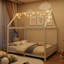 Lit en bois avec garde-corps et DEL, pleine grandeur, blanc - Apportez une touche chaleureuse à la taille des chambres à coucher