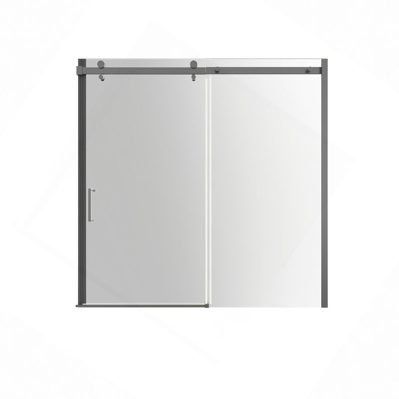 56-60" W X 58" H Mod Semi-Frameless Sliding Bathtub Door With 5/16" (8Mm) Clear Glass, Matte Black