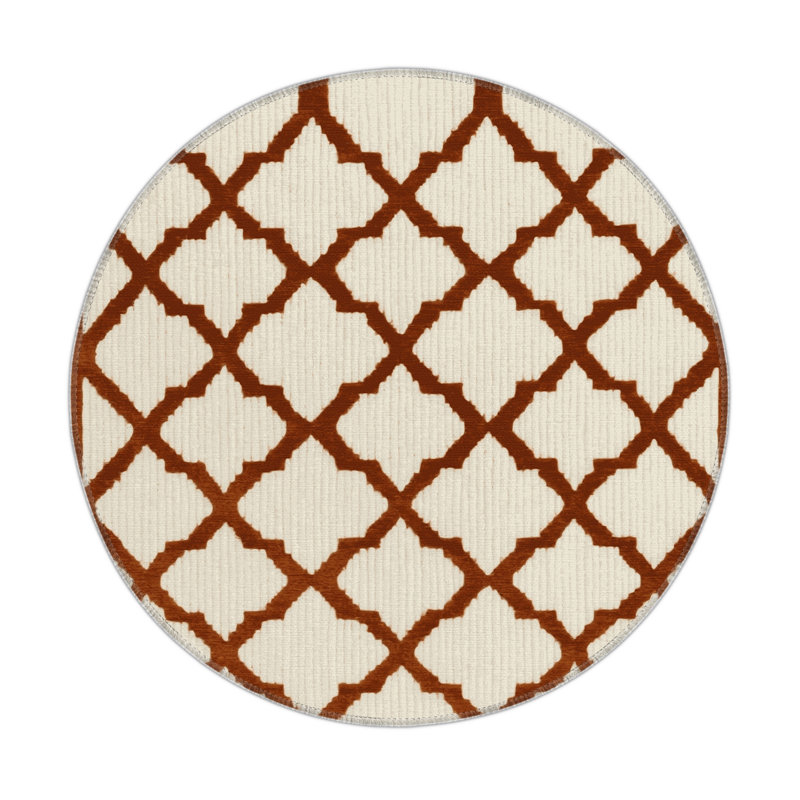Tapis intérieur et extérieur beige Trellis, Rond 5 pi