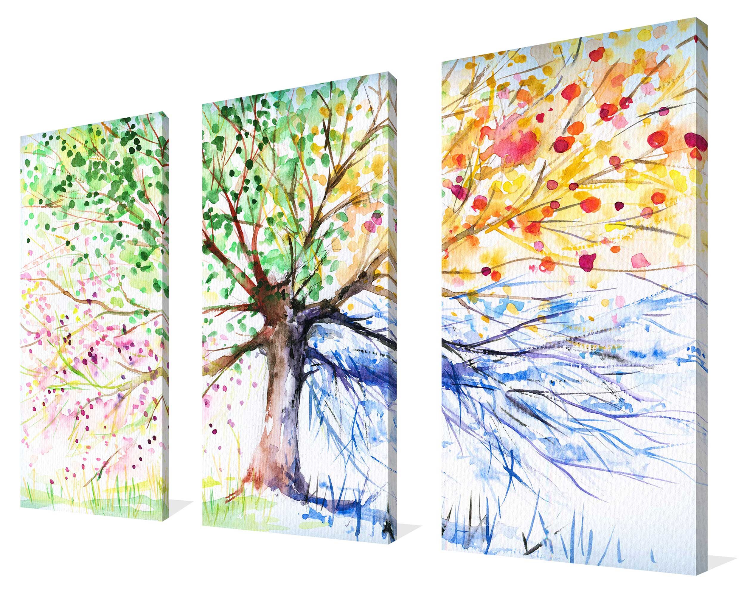 Colorful Trees Abstract Impression III 8 in x 12 in Painting Canvas Art Print, by Designart