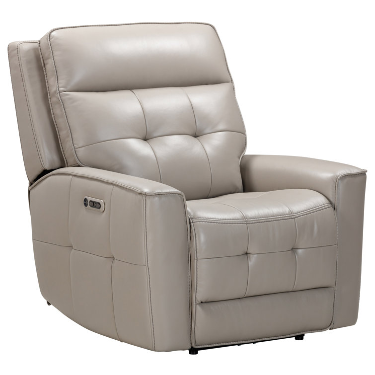 Alvern 37" Leather Zero Gravity Power Recliner with Adjustable Headrest with Square Arms