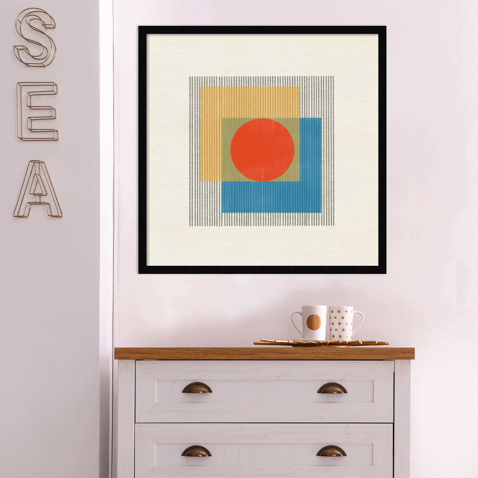 Midcentury Modern Object No 3 by Miuus, Black, 25" H x 25" W x 1" D