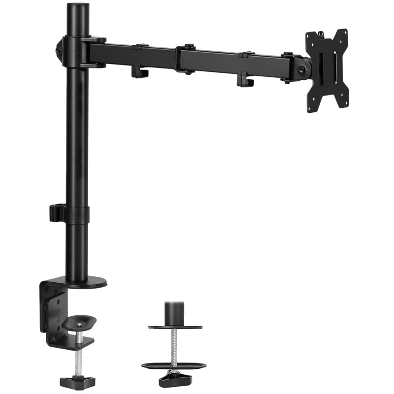 Black Adjustable Aluminum and Steel Desk Mount for 13"-27" Monitors