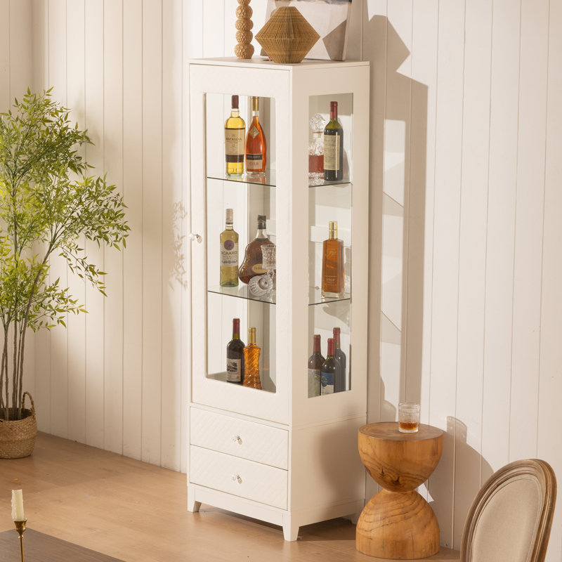 Vitrine autoportante 71 po avec 2 tiroirs de rangement 71 po