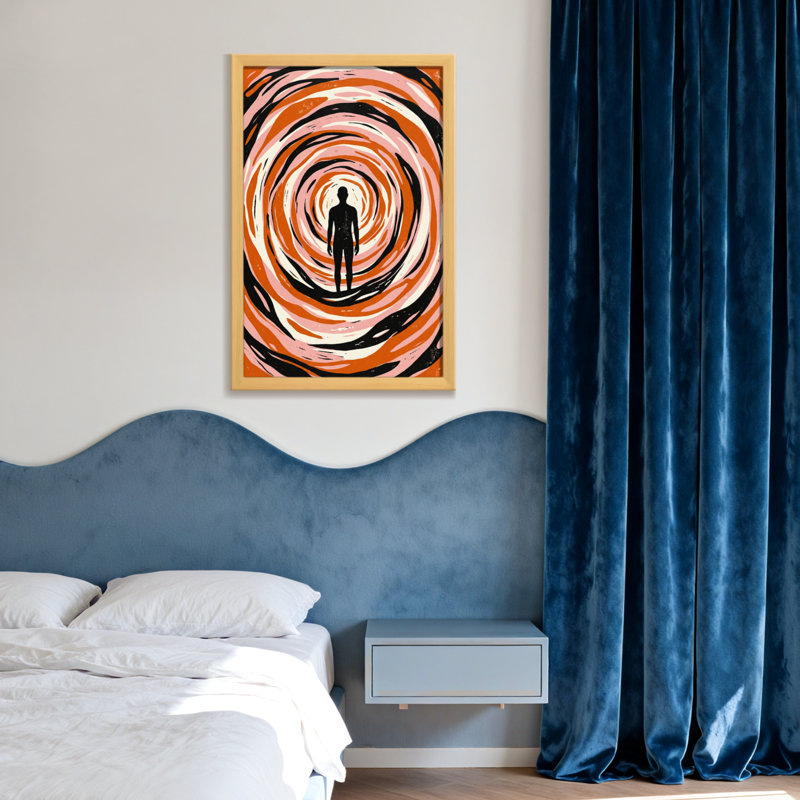 Motif abstrait en spirale avec centre silhouette, Toile tendue, Ne s’applique pas, H 18 po x l 12 po