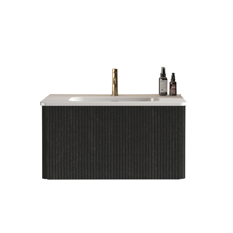 29.90" Striped Floating Bathroom Vanity With Sink