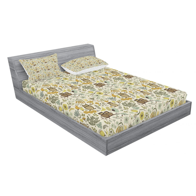 Drap-housse en microfibre Ambesonne, Drap-housse grand avec 2 taies d'oreiller