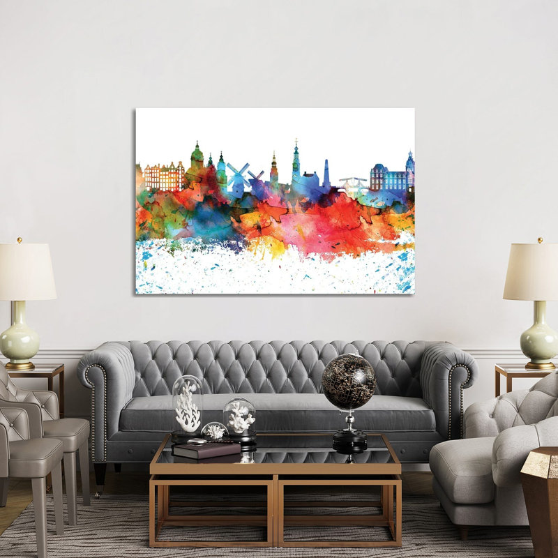 Amsterdam Skyline 1 Piece Wrapped Canvas Painting, 152.5 cm H x 101.5 cm W