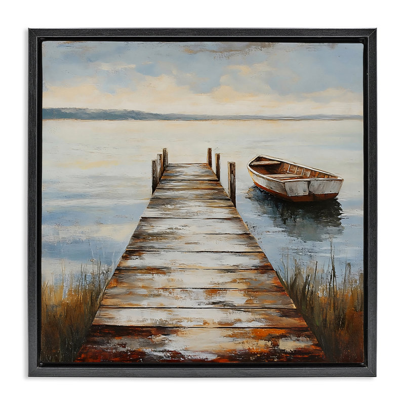 Cadre flottant scintillant, paysage marin, conception LSR Creative Studio, Cadre flottant noir de jais, H 18 po x l 18 po