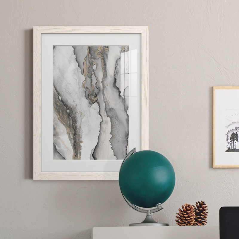 «Abstract Ink Fantasy III», encadré mat de qualité supérieure - prêt à être accroché, H 20 po x l 17 po x P 1 po, Blanc