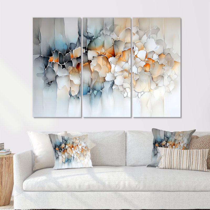 «White Botanical Exploration II - Abstract Botanicals», ensemble d'art mural, H 40 po x l 60 po, Toile tendue