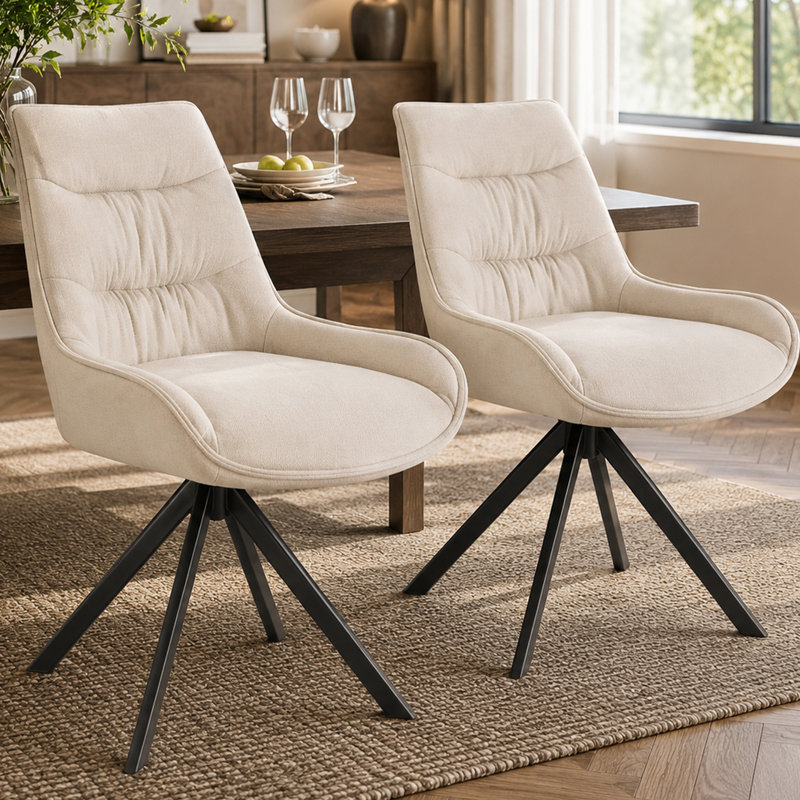 Chaise de salle à manger rembourrée pivotante à 360 ° Morden, Beige