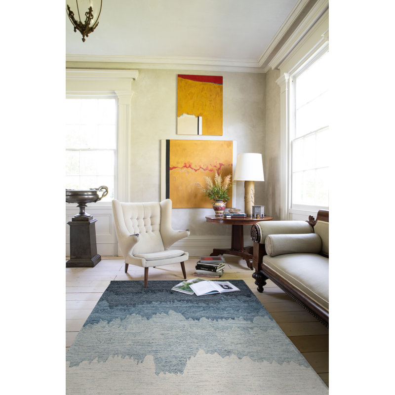 Surf Hand Tufted Area Rug in Blue, Rectangle 5' x 8'