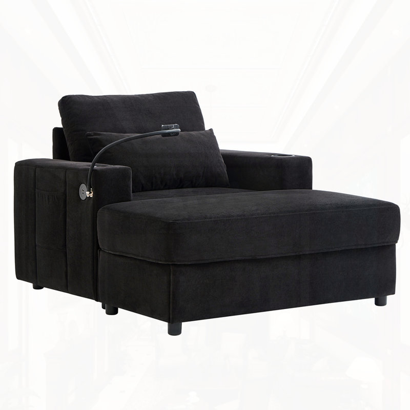 Canapé pour chaise longue de 42,5 po de largeur, Noir