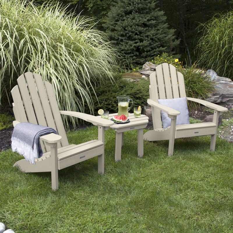 Anette Outdoor Adirondack Chair With Table, Whitewash