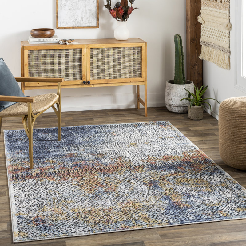 Agbogla Geometric Indoor Rug, Rectangle 5'3" x 7'