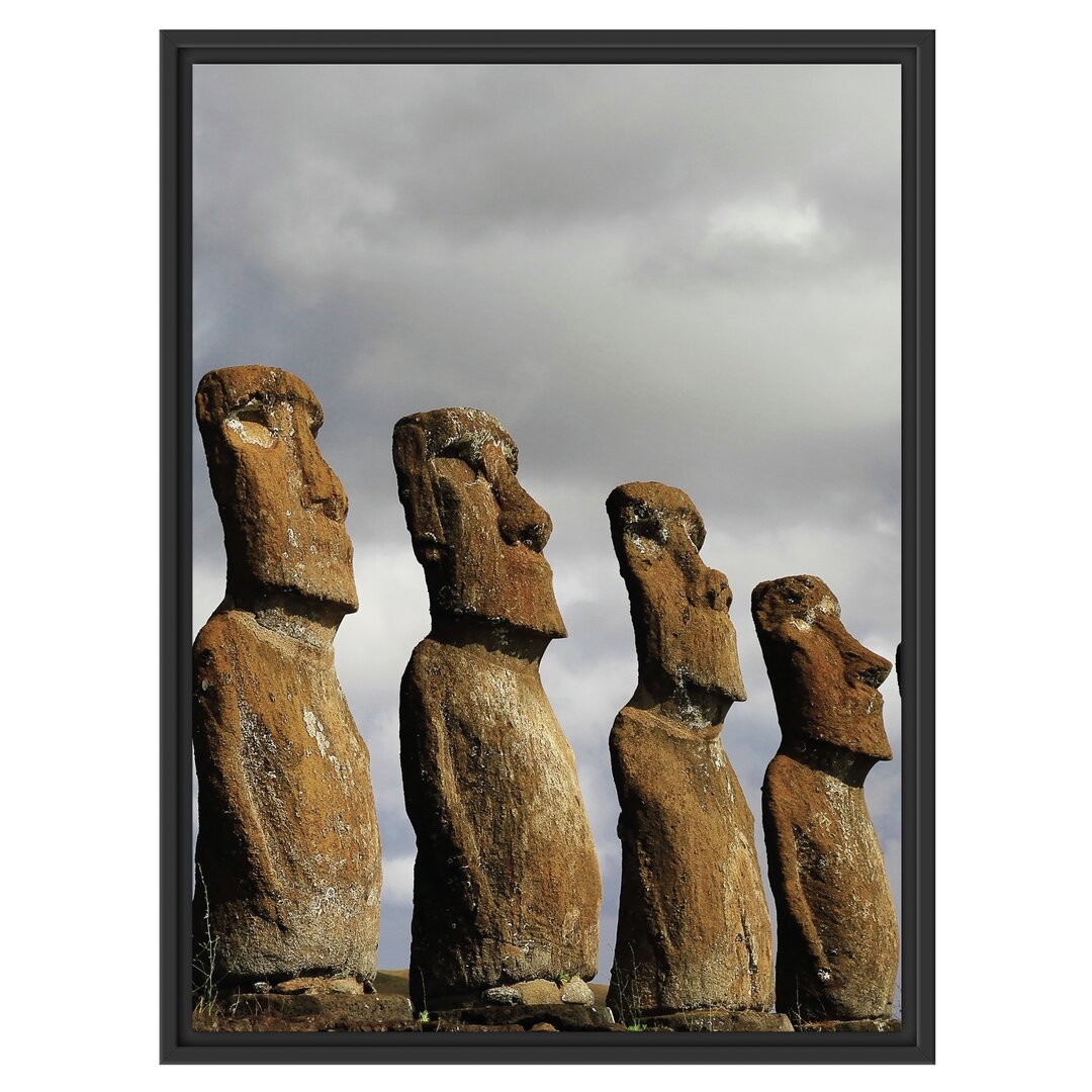 Moai-Statuen auf der Osterinsel Gerahmter Grafikdruck