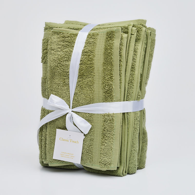 Classic Touch 6-piece 100% Cotton Towel Set In Spruce, Spruce