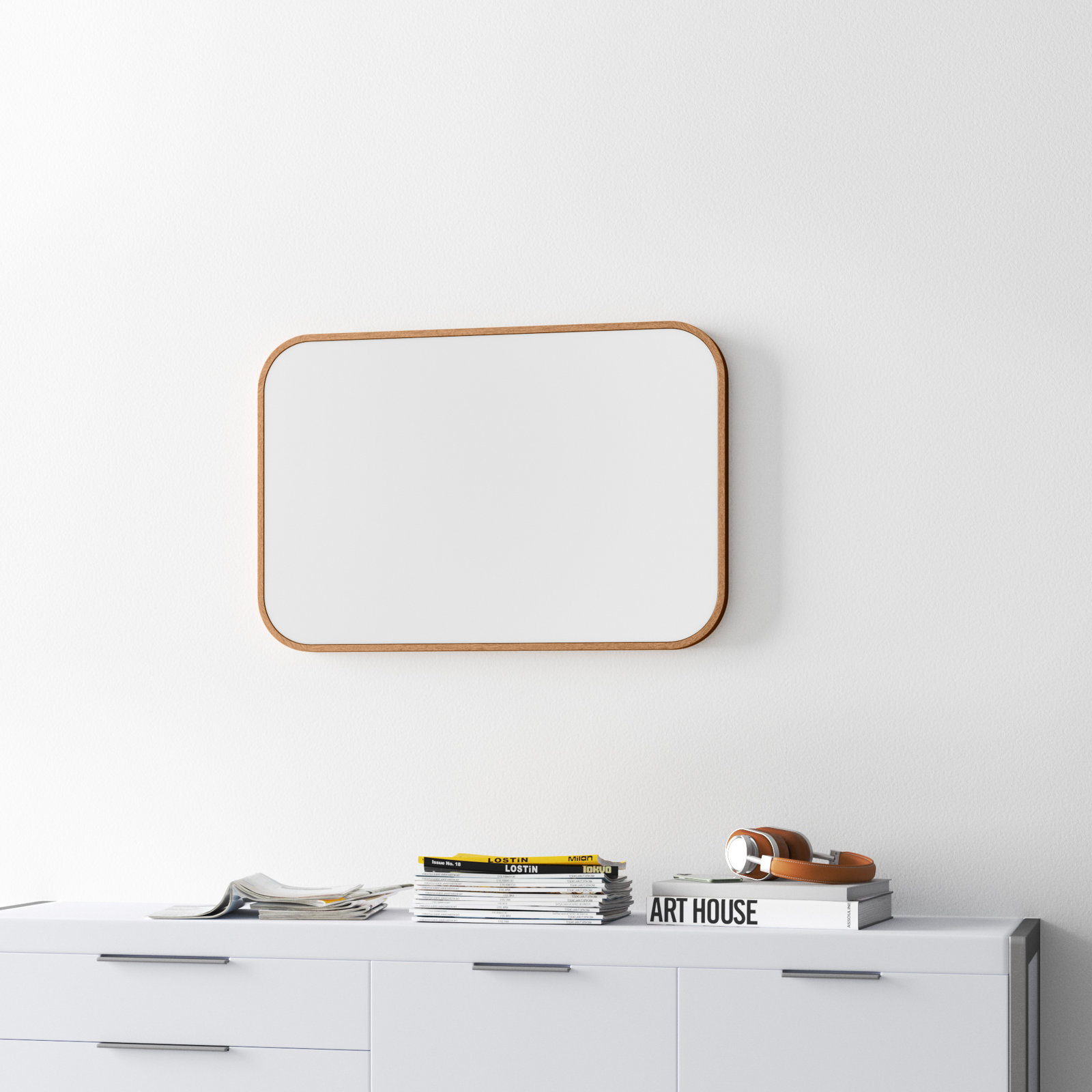 Roberts Solid Wood Flat Mirror, Natural, 34" x 22"