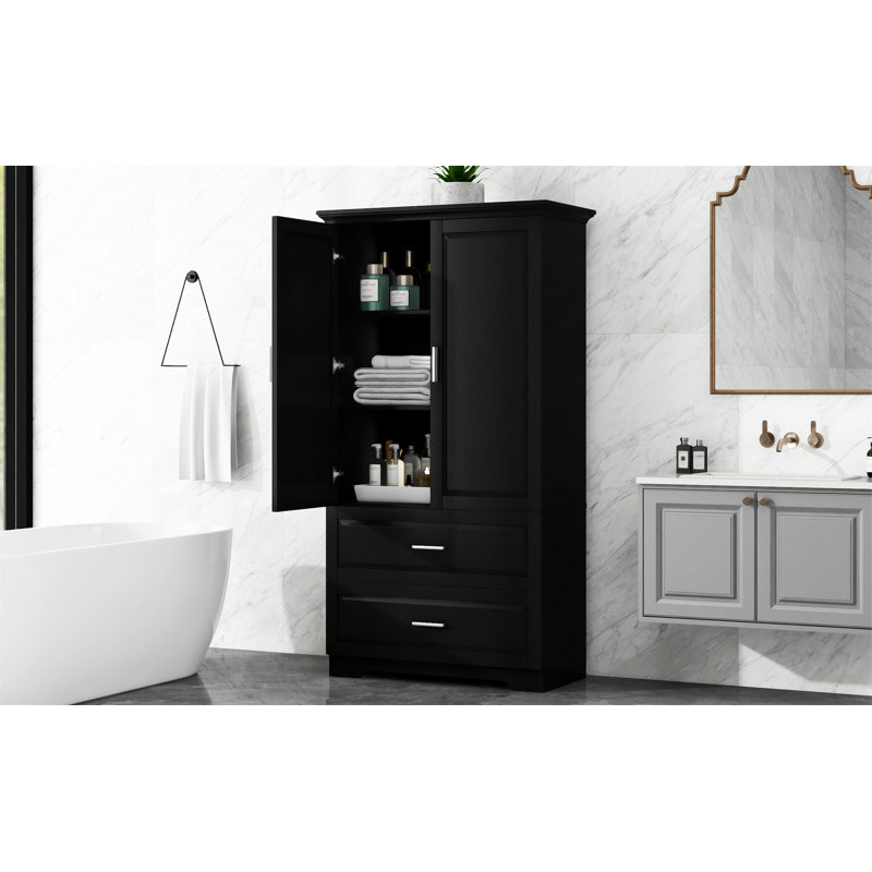 Grande armoire de rangement pour salle de bain, Noir