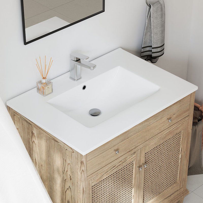 Lavabo de meuble-lavabo en porcelaine vitrifiée blanc l 31 po x P 22 po Dayton de Dayton (lavabo seulement, sans meuble-lavabo)
