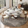 Suzzie Modern Round Dining Table, Sintered Stone Tabletop with Lazy Susan, Carbon Steel Base Pre-Assembly