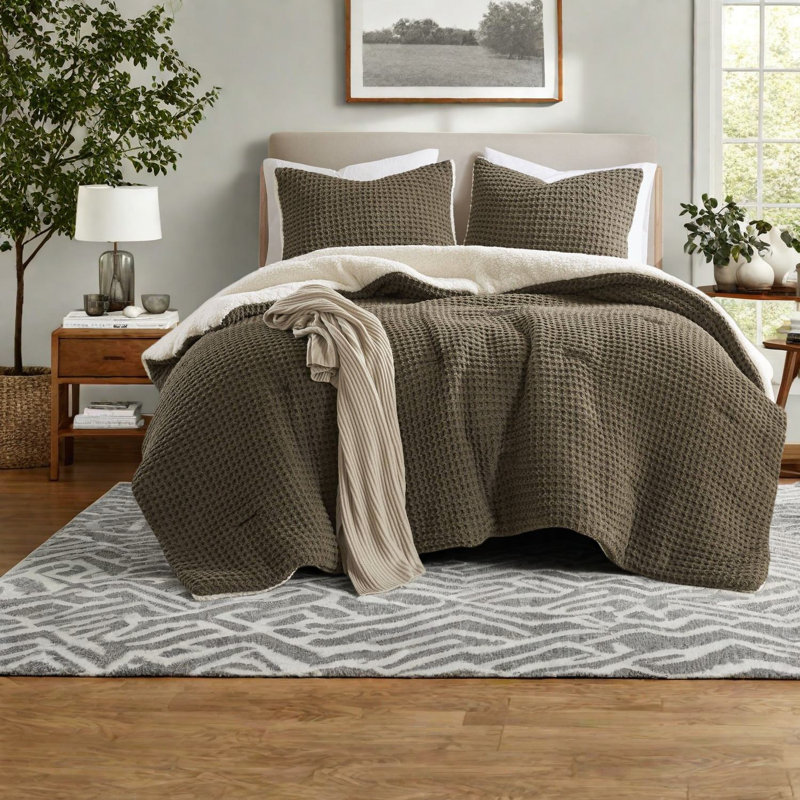 Premium Full/queen Bedding Sets, Polyester Waffle Knit, Cozy Home Comfort