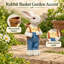 Statue de lapin de jardin en salopette bleue