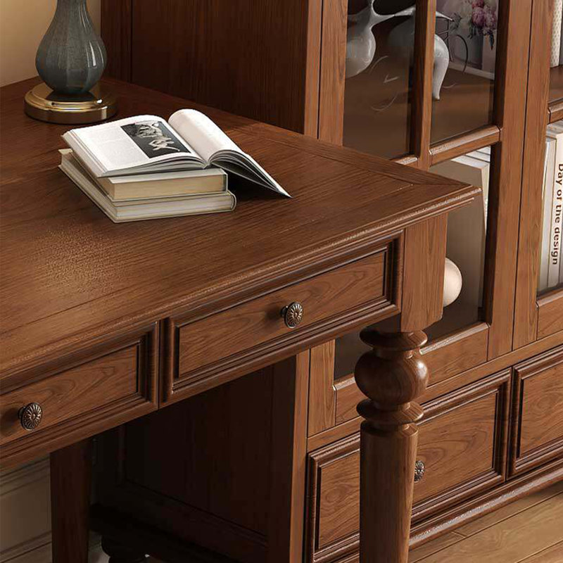 Bureau en chêne rouge massif avec tiroirs de rangement, H 30,3 po x l 63 po x P 27,56 po