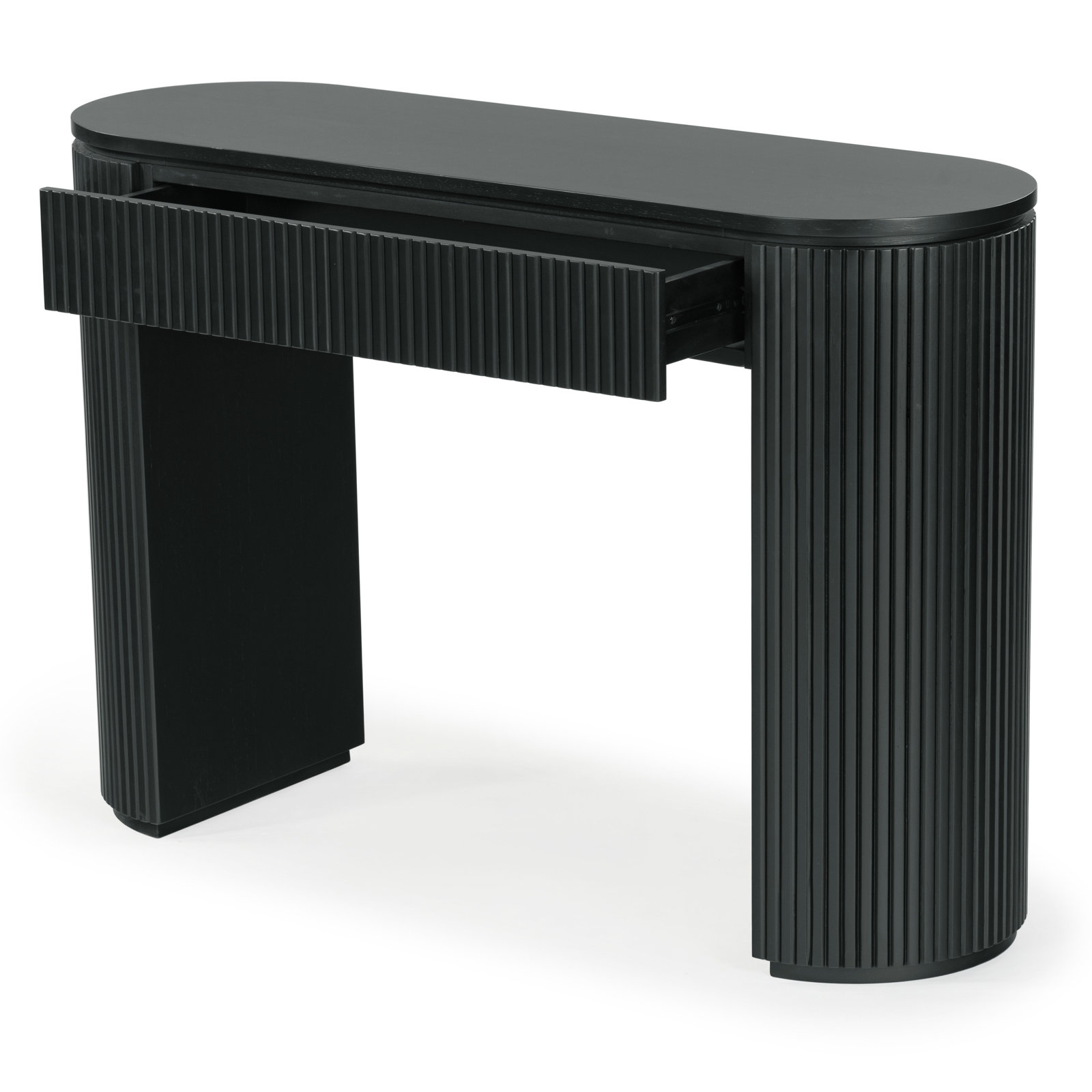 Duren Fluted 1-Drawer Console, Black
