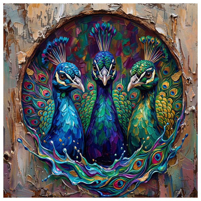 Colourful Peacock Trio Bath Mat, 24in W x 17in L