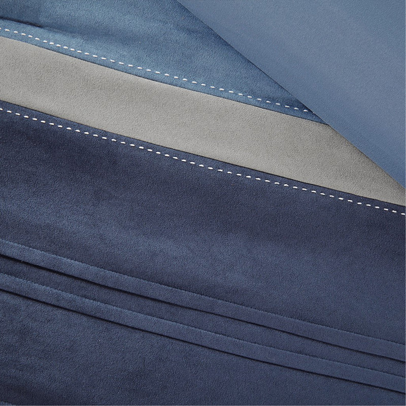 Ensemble d'édredon en microsuède 7 pièces grand bleu marine, Édredon de grande taille et 6 pièces supplément